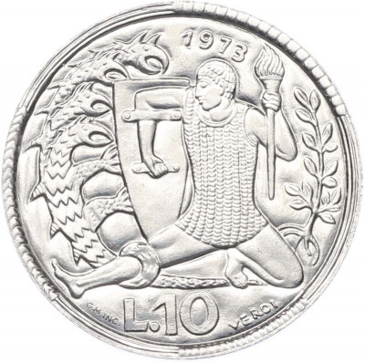 10 лир 1973 года Сан-Марино