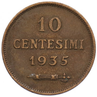 10 чентезимо 1935 года Сан-Марино