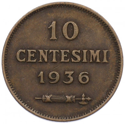 10 чентезимо 1936 года Сан-Марино