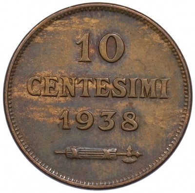10 чентезимо 1938 года Сан-Марино