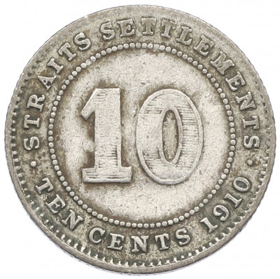 10 центов 1910 года Стрейтс Сетлментс