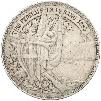 5 франков 1883 года Швейцария «Стрелковый фестиваль в Лугано»