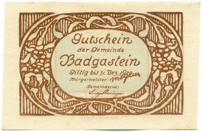 60 геллеров 1920 года Австрия — Бад-Гаштайн (Нотгельд)