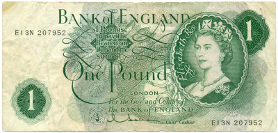 1 фунт 1962 года Великобритания (Банк Англии)