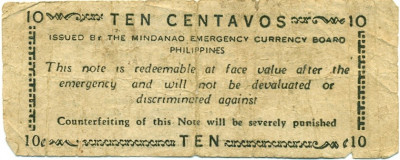 10 сентаво 1943 года Филиппины — провинция Минданао