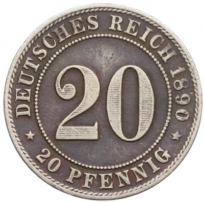 20 пфеннигов 1890 года F Германия