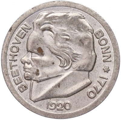 25 пфеннигов 1920 года Германия — город Бонн «Бетховен» (Нотгельд)