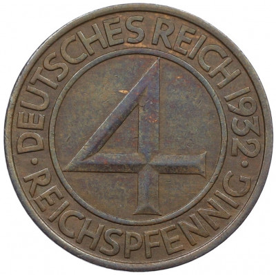 4 рейхспфеннига 1932 года А Германия