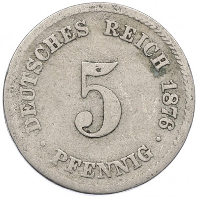 5 пфеннигов 1876 года G Германия