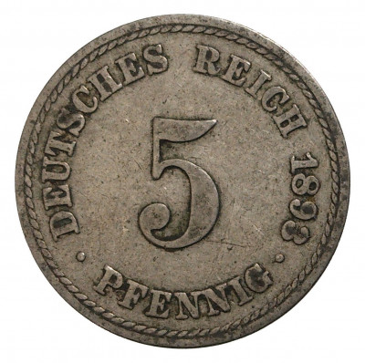 5 пфеннигов 1893 года A Германия