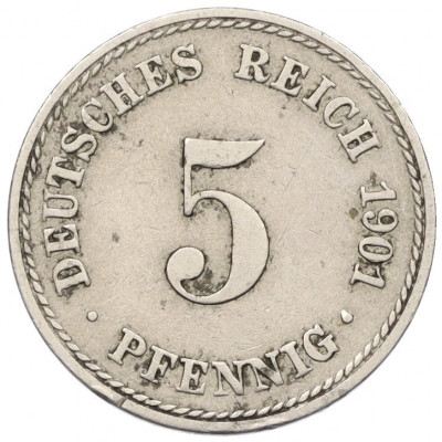 5 пфеннигов 1901 года А Германия
