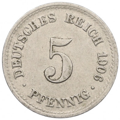 5 пфеннигов 1906 года А Германия