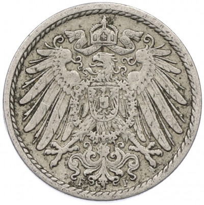 5 пфеннигов 1908 года F Германия