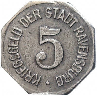 5 пфеннигов 1918 года Германия — город Равенсбург (Нотгельд)