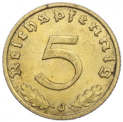5 рейхспфеннигов 1938 года J Германия