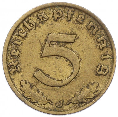 5 рейхспфеннигов 1939 года J Германия