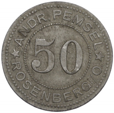 50 пфеннигов 1917 года Германия — Муниципалитет Розенберг (Универмаг Андре Пемсела) (Нотгельд)
