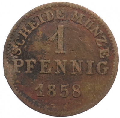 1 пфенниг 1858 года Гессен-Дармштадт