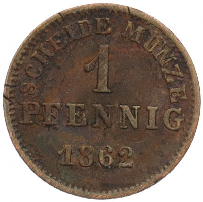 1 пфенниг 1862 года Гессен-Дармштадт