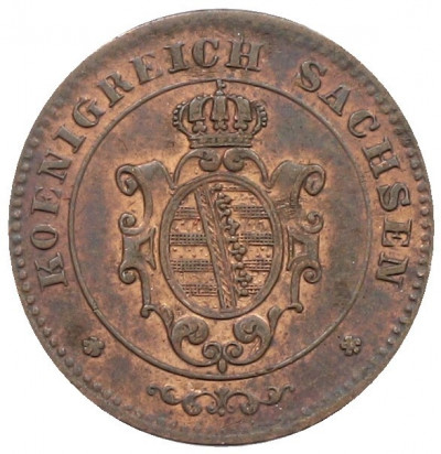 1 пфенниг 1865 года Саксония