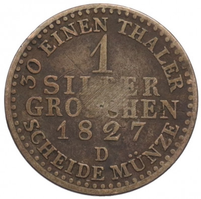 1 серебряный грош 1827 года D Пруссия