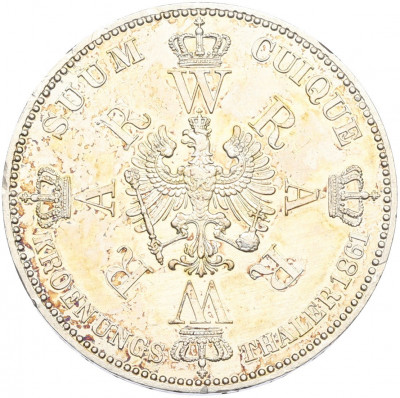 1 талер 1861 года Пруссия «Коронация Вильгельма I и Августы»