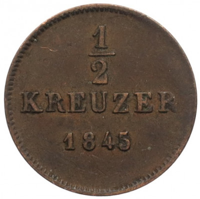 1/2 крейцера 1845 года Вюртемберг