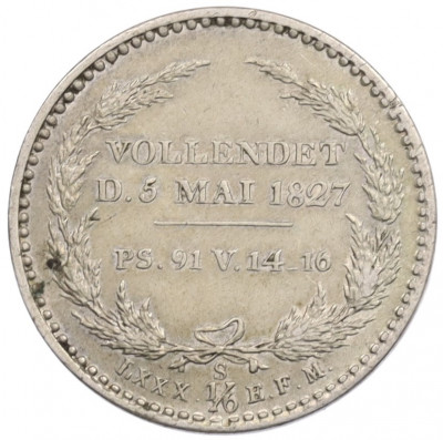 1/6 талера 1827 года Саксония «Смерть Короля Фридриха Августа I»