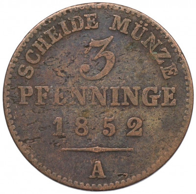 3 пфеннига 1852 года A Пруссия