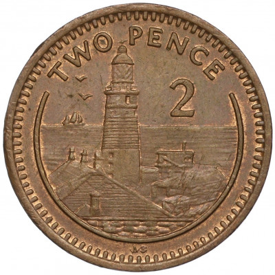 2 пенса 1990 года Гибралтар