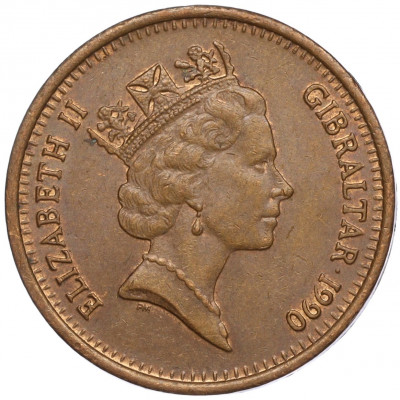 2 пенса 1990 года Гибралтар
