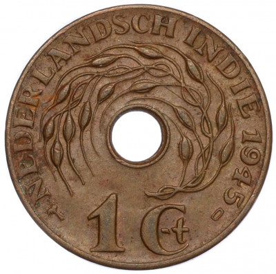 1 цент 1945 года D Голландская Ост-Индия