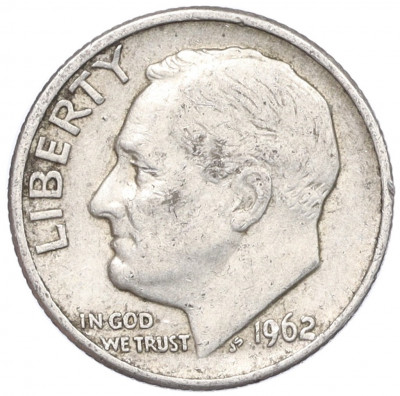 1 дайм (10 центов) 1962 года D США