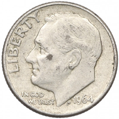1 дайм (10 центов) 1964 года D США