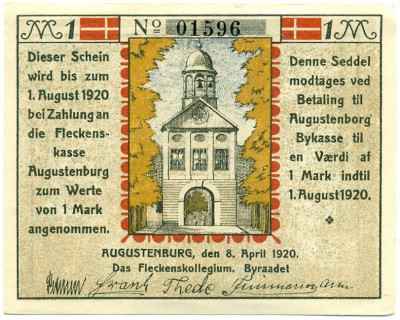 1 марка 1920 года Германия — Аугустенбург (Нотгельд)