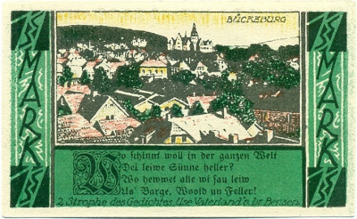 1 марка 1922 года Германия — Бюккебург (Нотгельд)