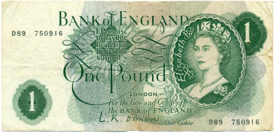 1 фунт 1960 года Великобритания (Банк Англии)