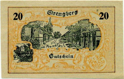20 геллеров 1920 года Австрия — Коммуна Штренгберг (Нотгельд)