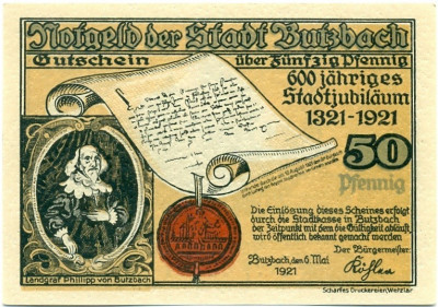 50 пфеннигов 1921 года Германия — Буцбах (Нотгельд)