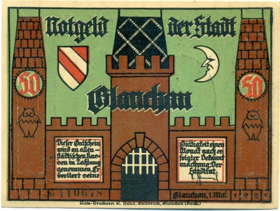 50 пфеннигов 1921 года Германия — Глаухау (Нотгельд)