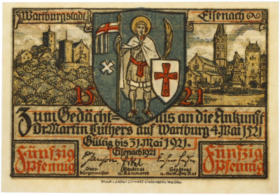 50 пфеннигов 1921 года Германия — город Айзенах (Нотгельд)