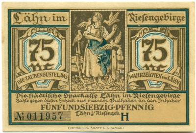 75 пфеннигов 1921 года Германия — Влень (Нотгельд)