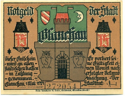 75 пфеннигов 1921 года Германия — Глаухау (Нотгельд)