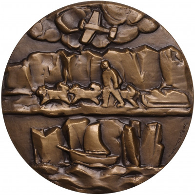 Настольная медаль 1974 года ЛМД «Руал Амудсен»