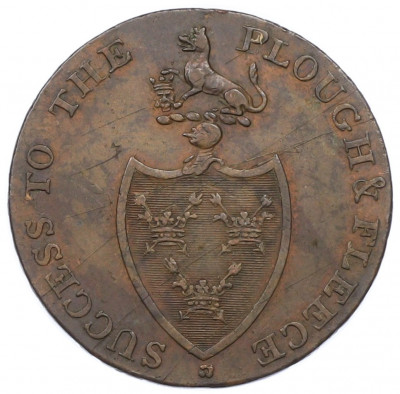 Токен 1/2 пенни 1795 года Великобритания «Success to the Plough and Fleece»