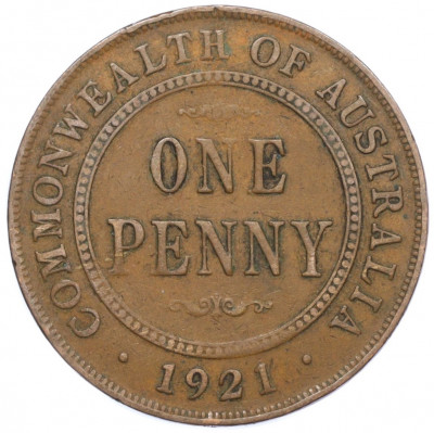 1 пенни 1921 года Австралия