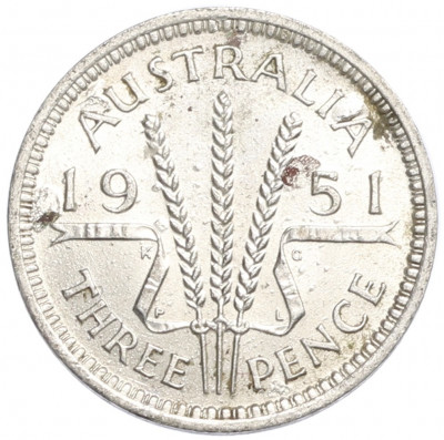 3 пенса 1951 года PL Австралия