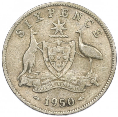 6 пенсов 1950 года Австралия