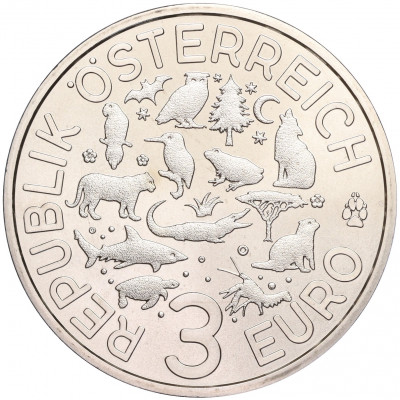 3 евро 2017 года Австрия «Животные со всего мира — Волк»