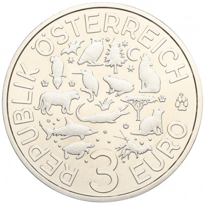 3 евро 2018 года Австрия «Животные со всего мира — Акула»